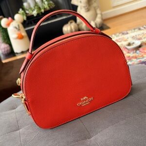 Coach Pumpkin Orange Crossbody Bag with Gold Accents